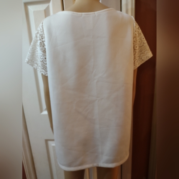 Ultra Teeze white lace double layer shirt sleeve Woman's plus size 1x blouse top - Picture 3 of 5